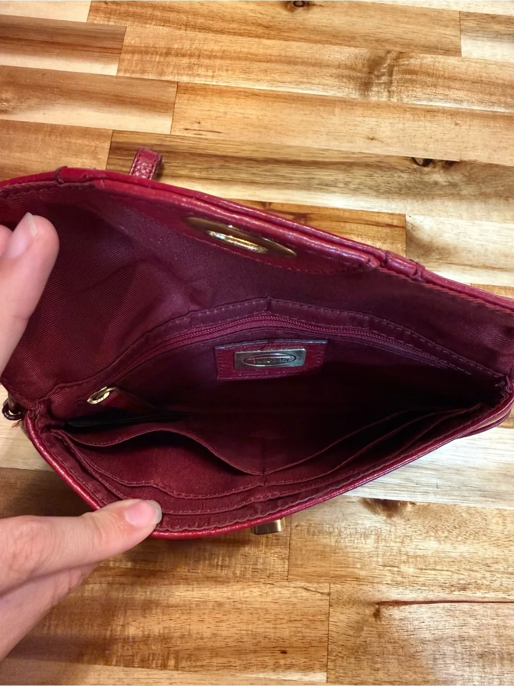 Talbots Red Pebbled Leather Wristlet Clutch